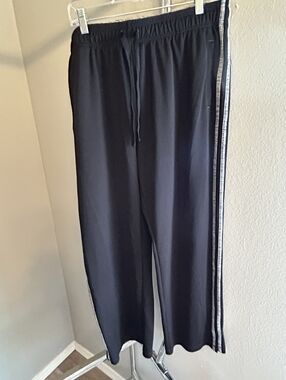 St. John's Bay OX Quick-Dri Black Track Pants with Gray Side Stripes